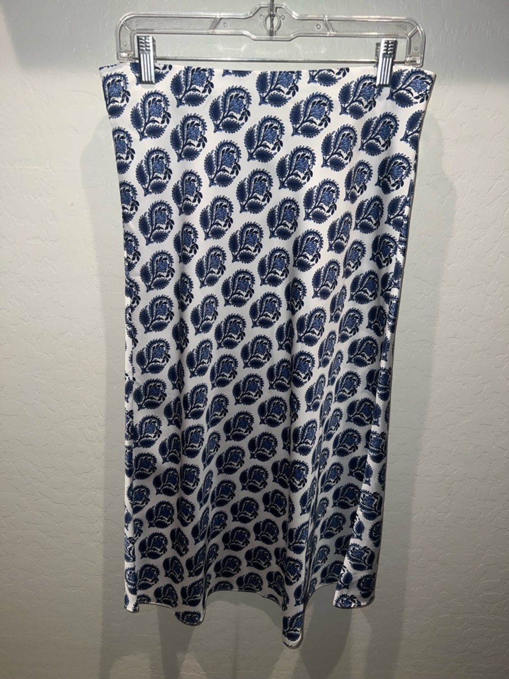 J. Crew White Skirt with Navy Floral Paisley Print